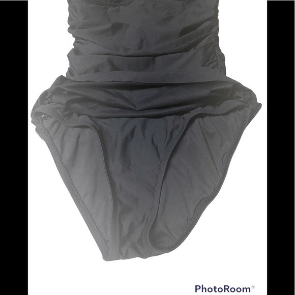 J. Crew Black Shirred One Piece Swimsuit Sz 0 - Picture 4 of 8